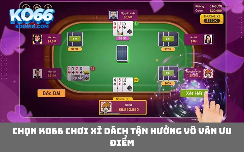 Chọn KO66 chơi xì dách tận hưởng vô vàn ưu điểm